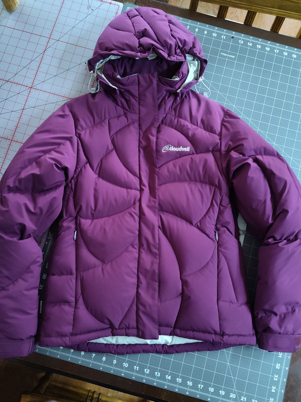 Women's Cloudveil Purple Down Insulated Hooded Ski Jacket EUC